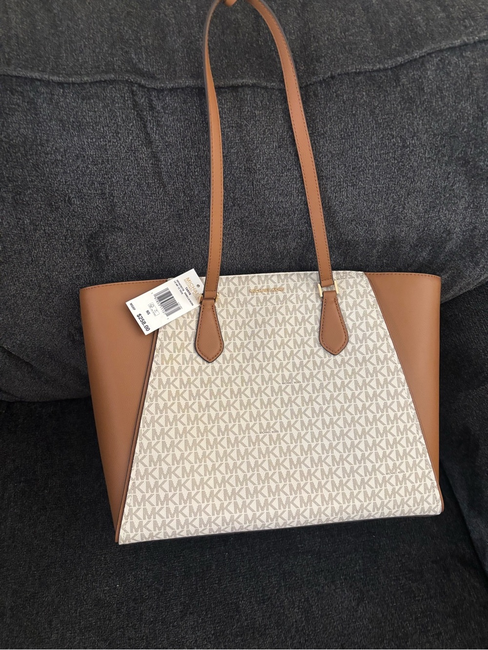 Michael Kors Taryn Tan & Cream Signature Logo Tote NWOT
